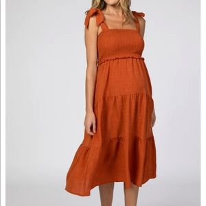 PinkBlush Maternity Rust Midi Dress